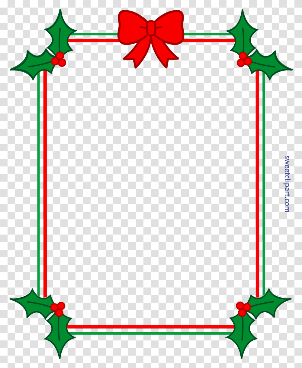 Christmas Border Frame Holly Ribbon Clip Art, Bow, Pattern, Ornament, Screen Transparent Png