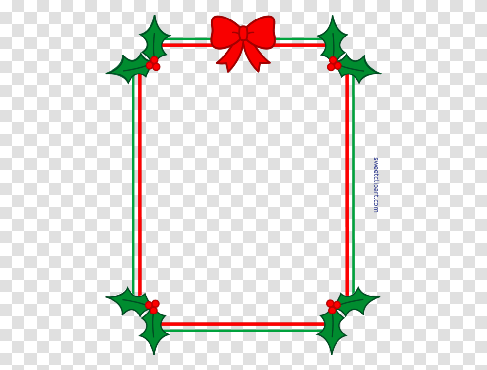 Christmas Border Frame Holly Ribbon Clip Art, Bow, Pattern, Screen, Electronics Transparent Png