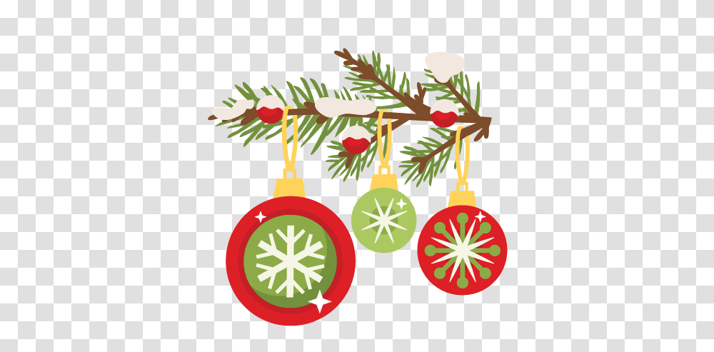 Christmas Branch With Ornaments Svg Cuts Scrapbook Cut File Cute Christmas Ornament Clipart, Tree, Plant, Dynamite, Bomb Transparent Png