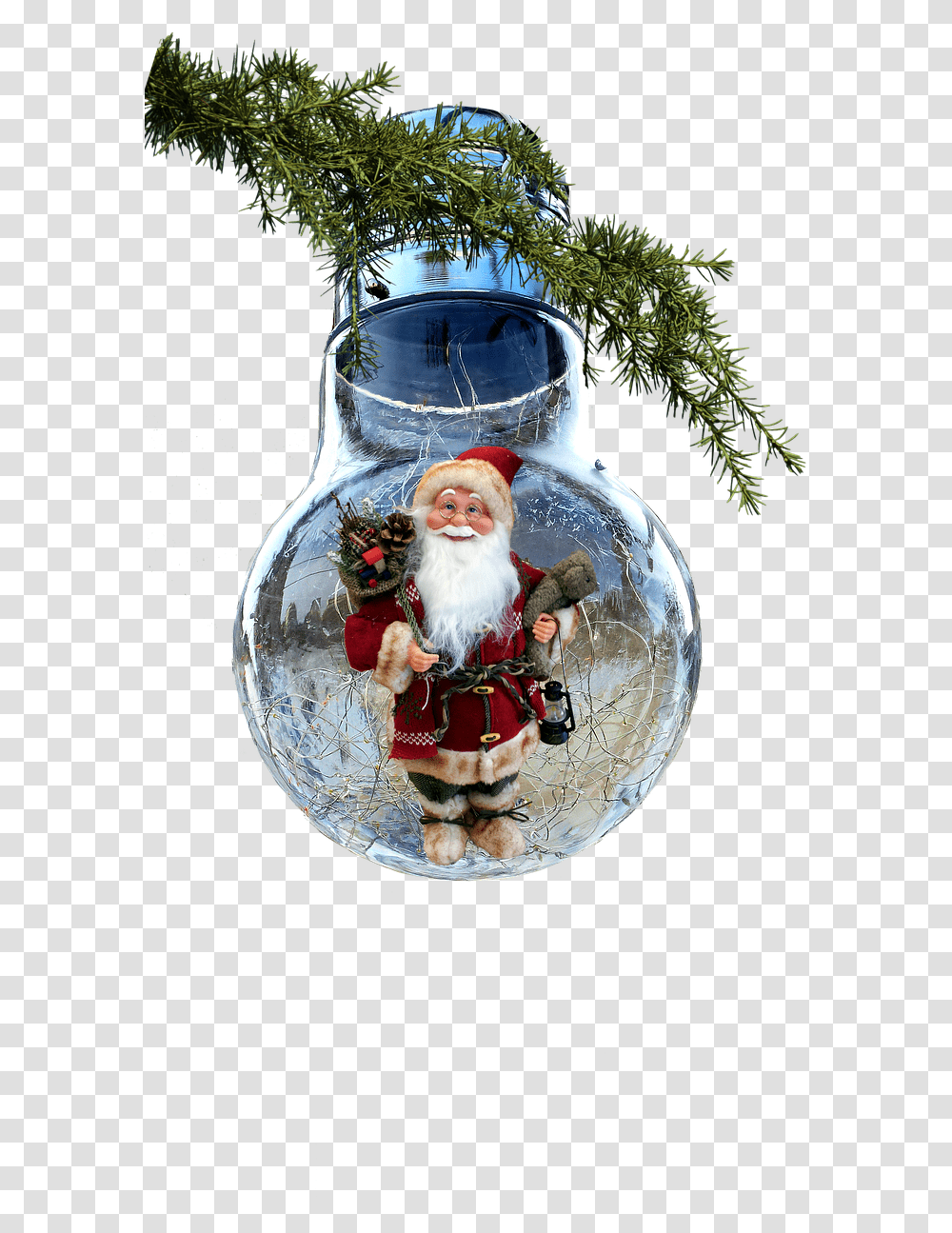 Christmas Bulb Pere Noel Christmas Day, Ornament, Figurine, Person, Plant Transparent Png