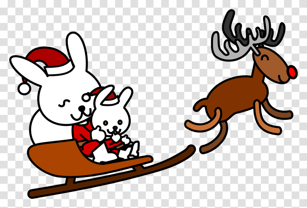 Christmas Bunny Coloring Pages, Sled Transparent Png