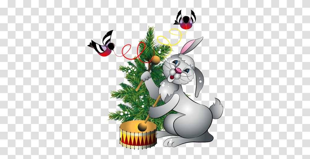 Christmas Bunny With Drum Clipart Christmas Bunny Christmas Bunny, Tree, Plant, Ornament, Graphics Transparent Png