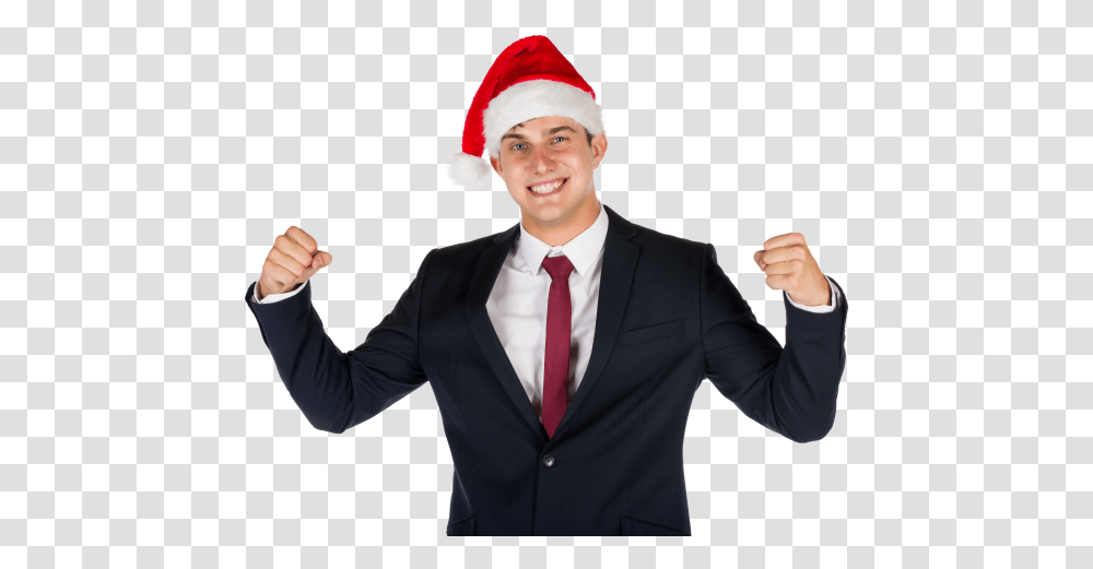 Christmas Businessman Free Stock Photo Public Domain Pictures Costume Hat, Tie, Person, Clothing, Suit Transparent Png