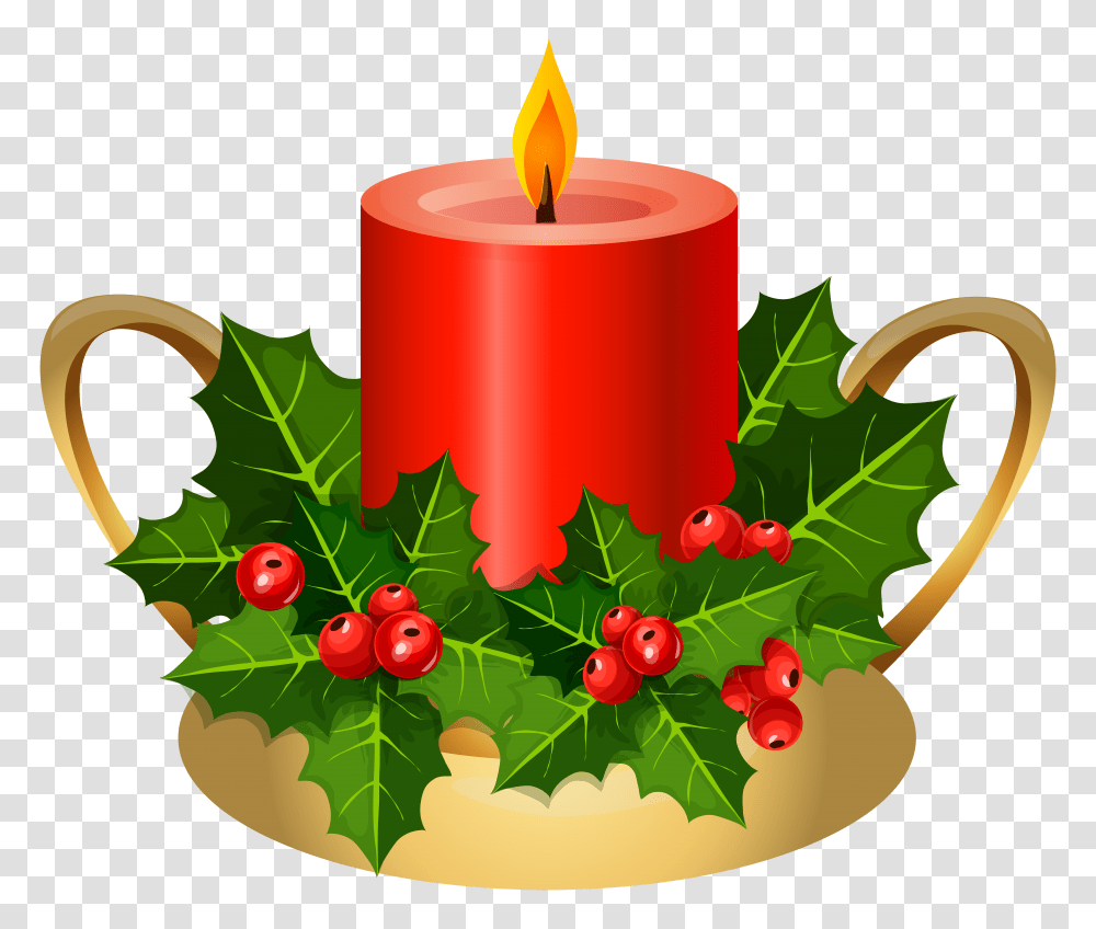 Christmas Candle Clip Art, Plant, Cherry, Fruit, Food Transparent Png