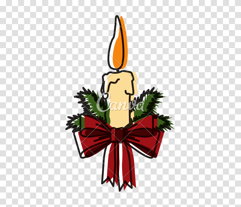 Christmas Candle Pop Art Cartoon, Gift, Bow, Light Transparent Png