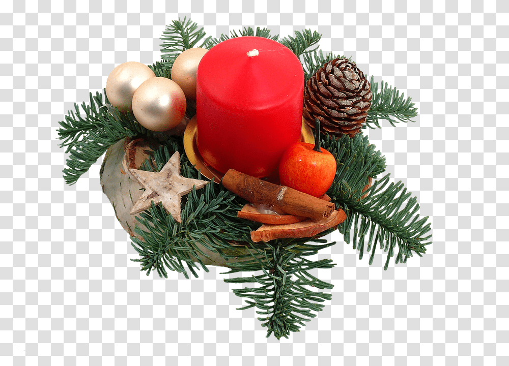 Christmas Candle Table Decoration Stickpng Christmas Table Decorations, Plant, Tree, Conifer, Fungus Transparent Png