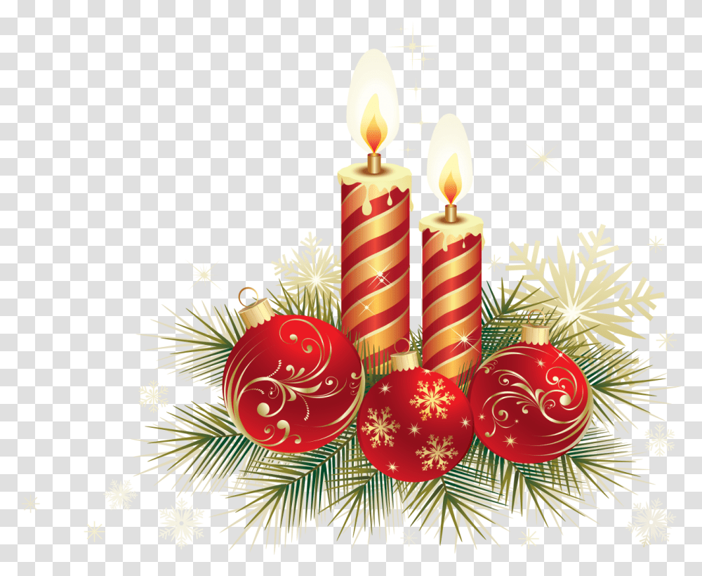 Christmas Candle With Red Baubles Christmas Candle Clipart Free, Birthday Cake, Dessert, Food Transparent Png