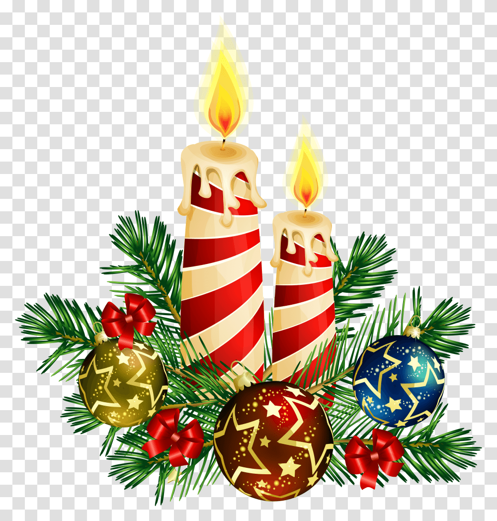Christmas Candles Clipart, Ornament, Tree, Plant, Birthday Cake Transparent Png