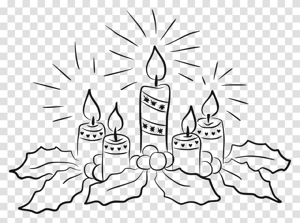 Christmas Candles Line Art Clip Arts Christmas Candles Clipart Black And White, Gray Transparent Png