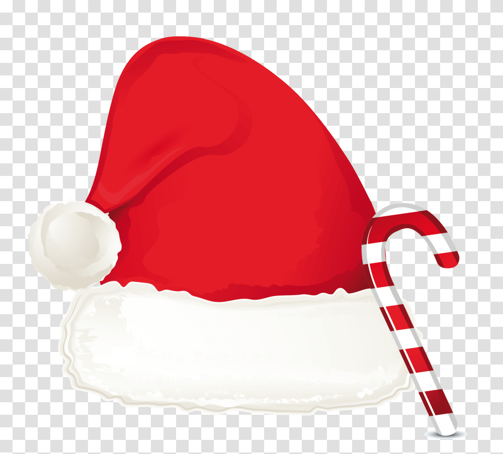 Christmas Candy Cane Ornament And Santa Hat Clipart, Cream, Dessert, Food, Creme Transparent Png