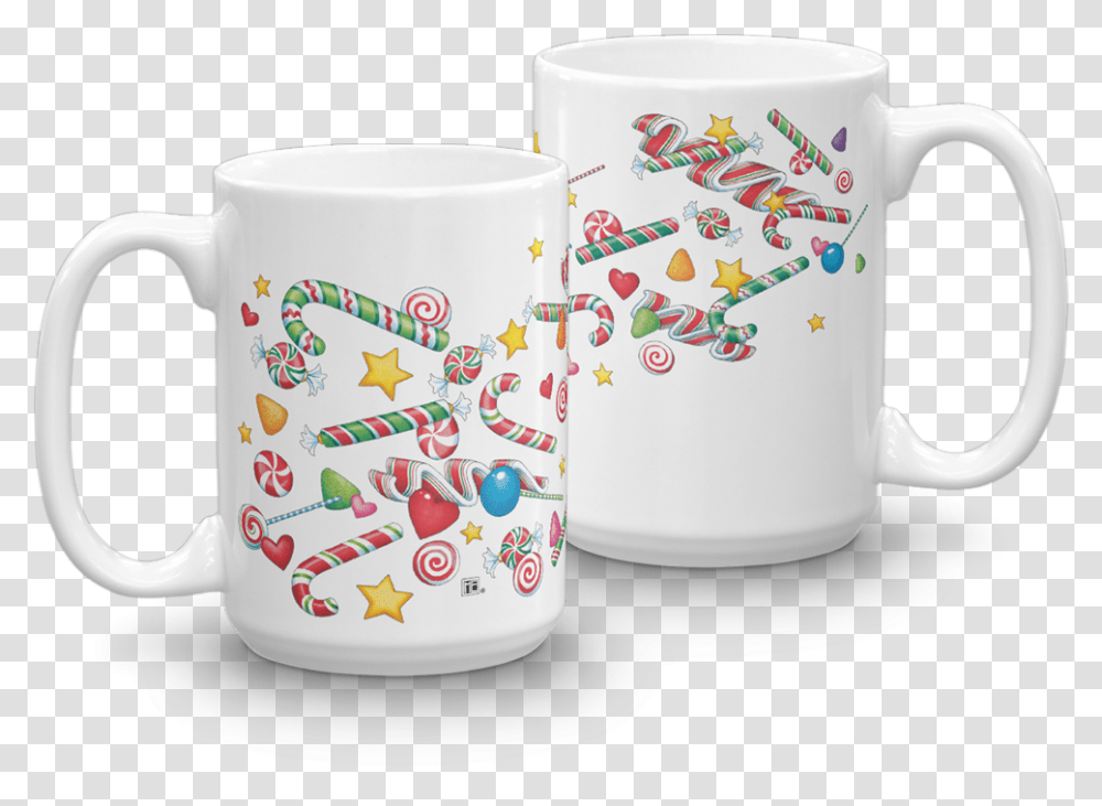 Christmas Candy Coffee Cup, Saucer, Pottery, Porcelain Transparent Png