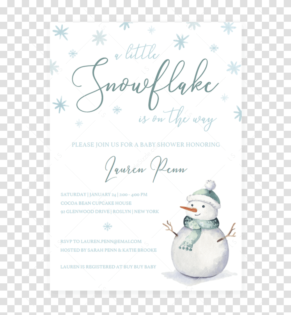 Christmas Card Template Winter Baby Shower Invitation Templates, Nature, Outdoors, Snowman, Poster Transparent Png