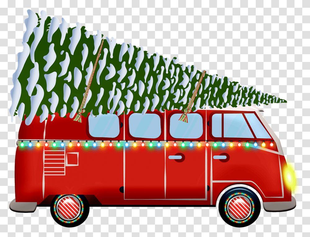 Christmas Cars, Bus, Vehicle, Transportation, Tour Bus Transparent Png
