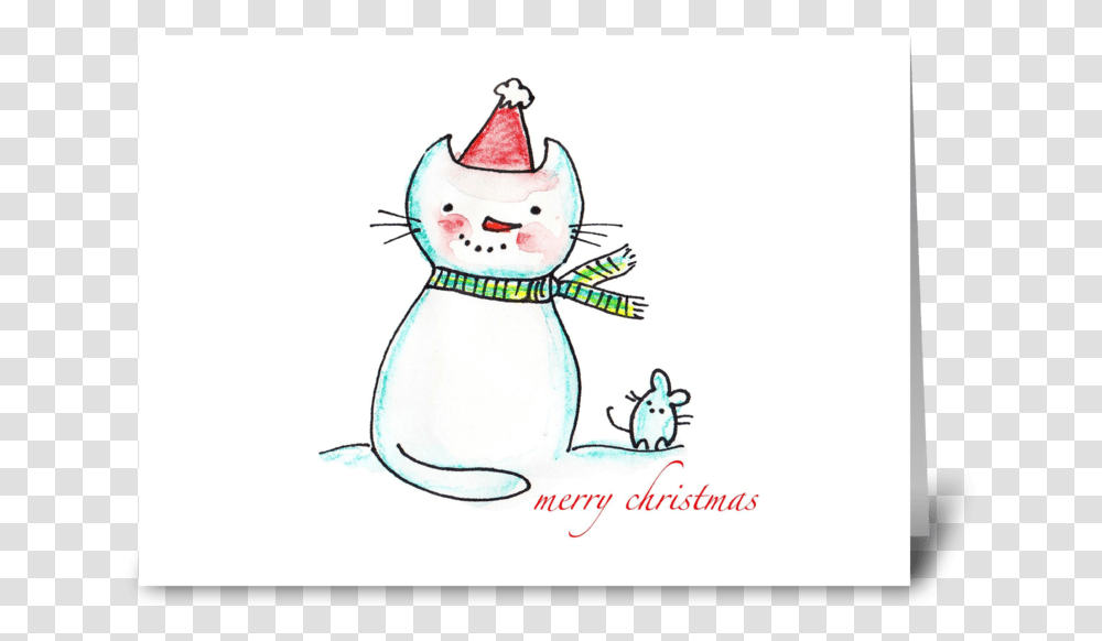Christmas Cat Amp Mouse Greeting Card Cartoon, Snowman, Winter, Outdoors, Nature Transparent Png