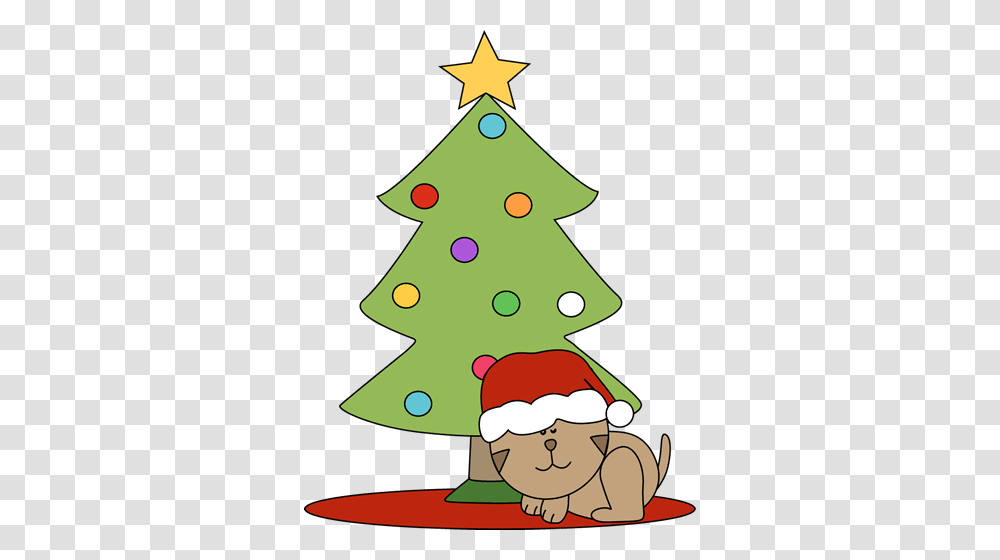 Christmas Cat Clipart Cat Sleeping Under A Christmas Tree Clip, Plant, Ornament, Star Symbol, Snowman Transparent Png