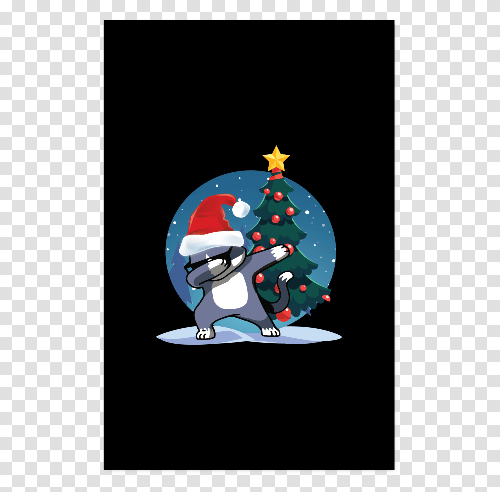 Christmas Cat Dabbing Cartoon Snowboarding, Tree, Plant, Ornament, Christmas Tree Transparent Png