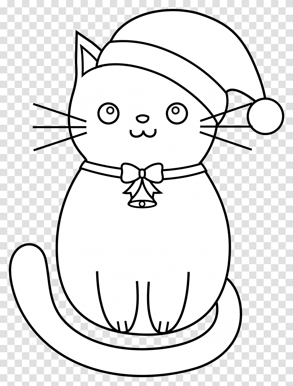 Christmas Cat Line Art Christmas Kitty Coloring Pages, Chef, Snowman, Winter, Outdoors Transparent Png