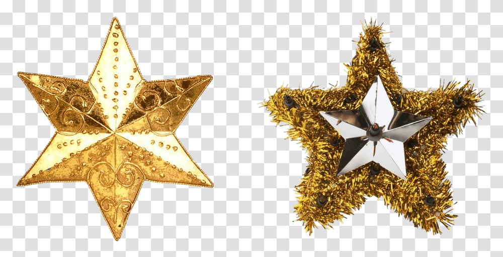 Christmas Christmas Decorations Ornament Decor, Cross, Star Symbol, Gold Transparent Png