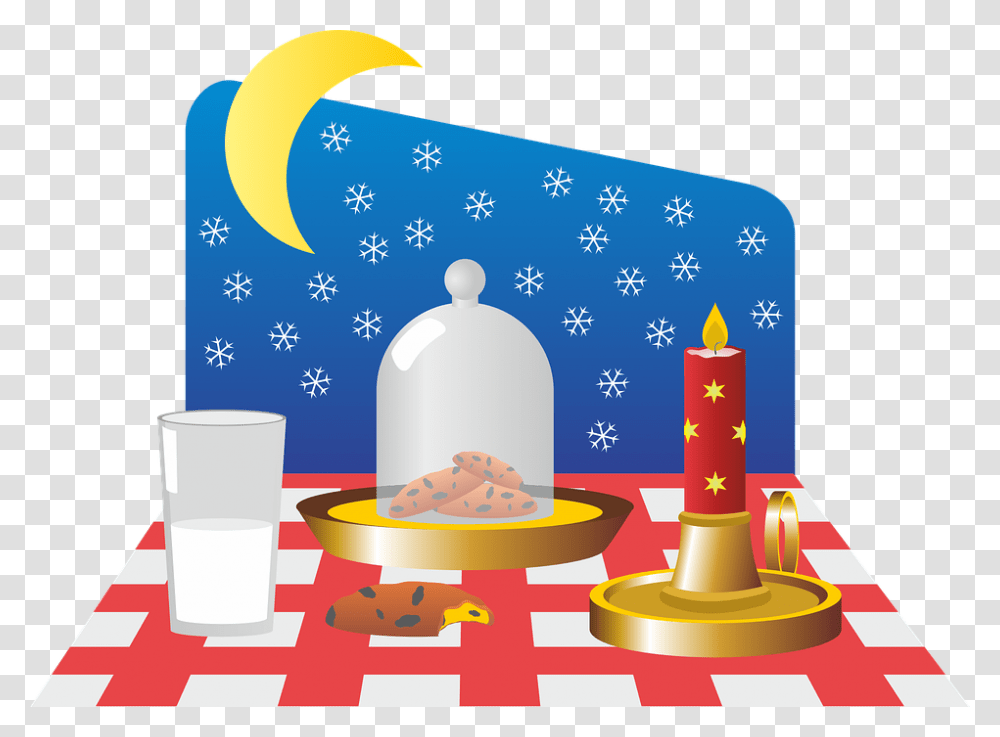 Christmas Christmas Time Advent Table Milk Cookies Illustration, Greeting Card Transparent Png