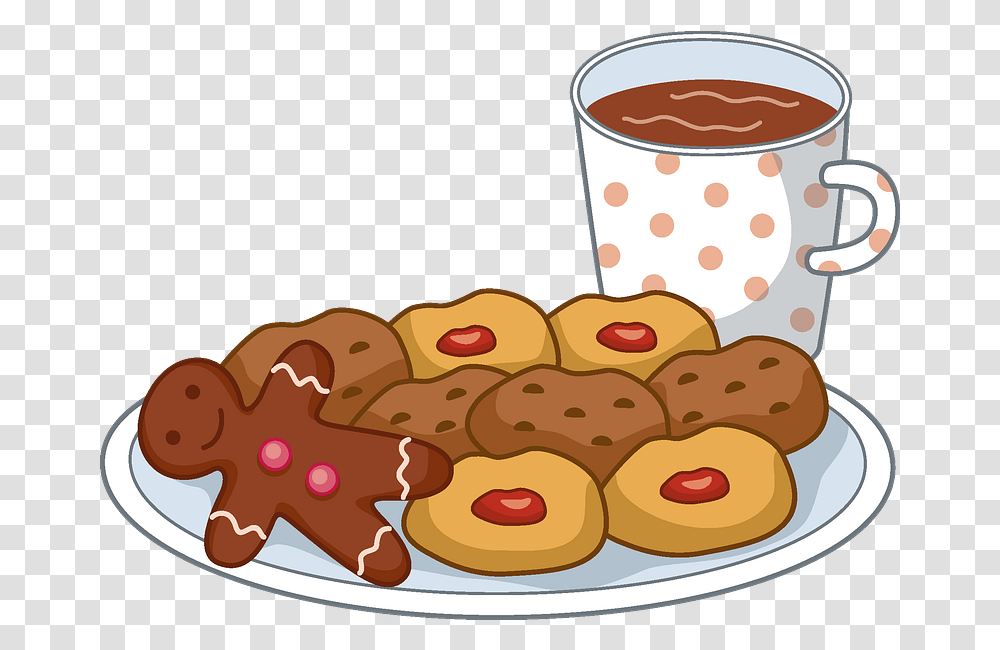 Christmas Cookies And Hot Drink Clipart Free Download Clip Art, Meal, Food, Dish, Bread Transparent Png