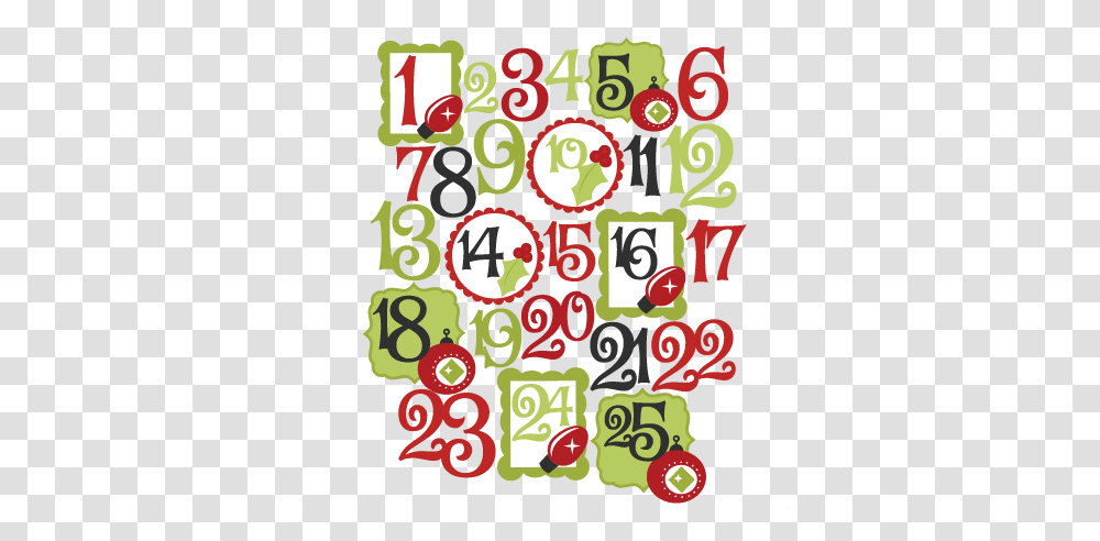 Christmas Countdown Cliparts, Number, Alphabet Transparent Png