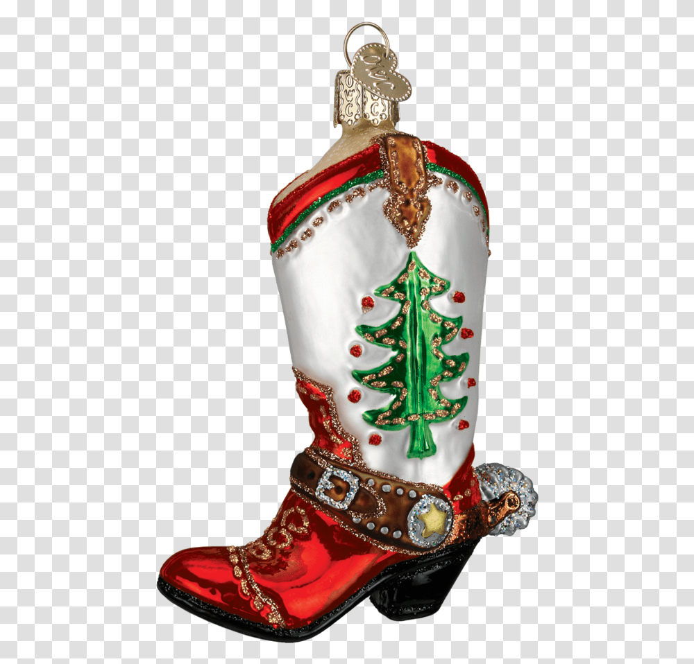 Christmas Cowboy Boot Christmas Cowboy Boots, Clothing, Apparel, Footwear, Wedding Cake Transparent Png