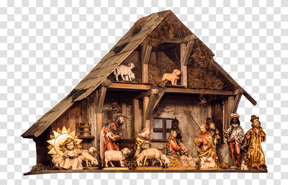 Christmas Crib 6 Image Nativity Scene Background, Person, Building, Nature, Art Transparent Png