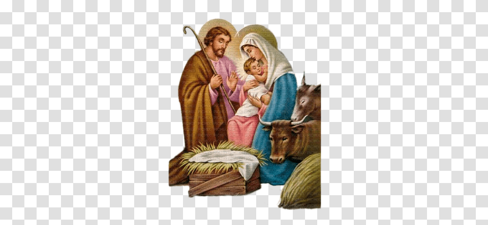 Christmas Crib Paintinglounge Holy Family Picmix Christmas Crib Images, Person, Art, Animal, Mammal Transparent Png