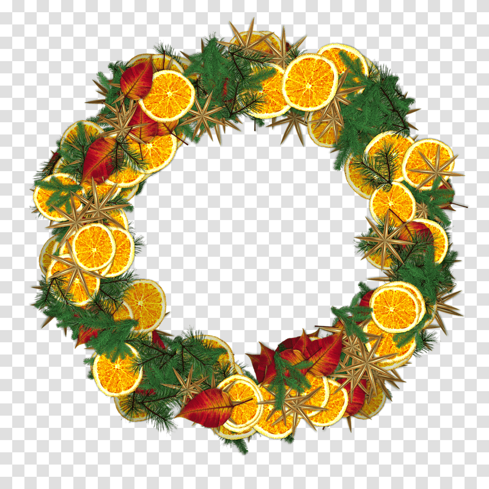 Christmas Crown Oranges, Wreath Transparent Png