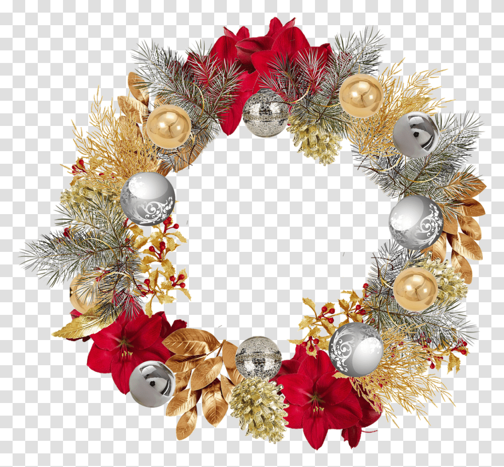 Christmas Decoration Garland Circle, Wreath Transparent Png
