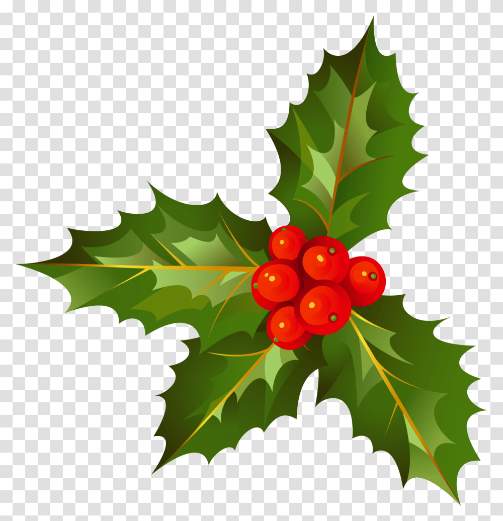 Christmas Decoration With Holly Leave Christmas Decorations, Leaf, Plant, Tree, Fruit Transparent Png