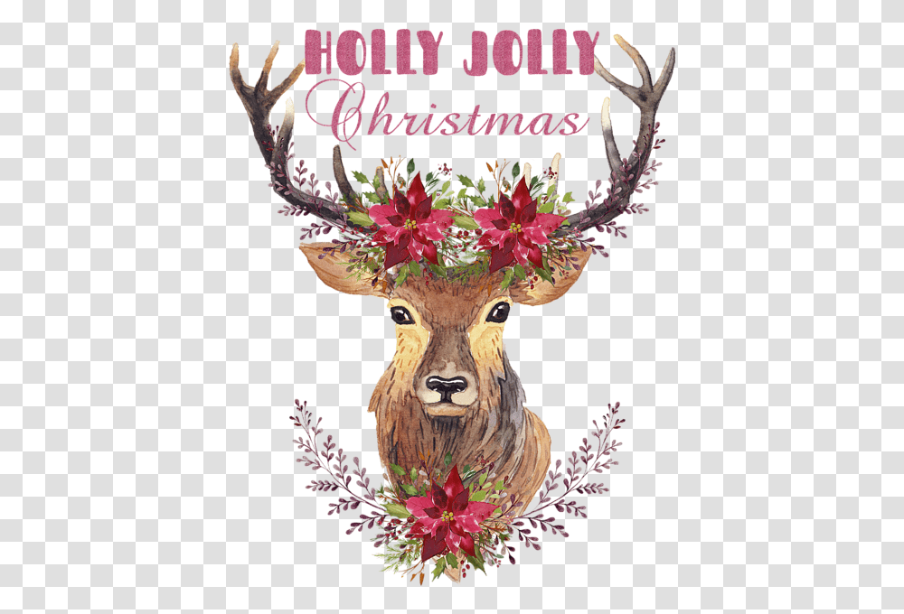 Christmas Deer Deer Art, Plant, Flower, Mammal, Animal Transparent Png