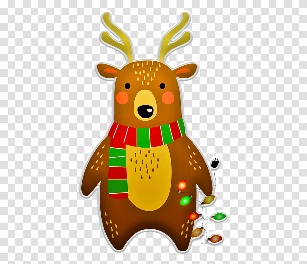 Christmas Deer With Garland Clipart Free Download Christmas Day, Food, Animal, Mammal, Graphics Transparent Png