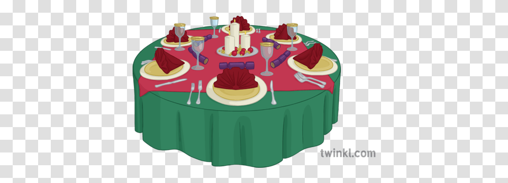 Christmas Dinner Table 2 Illustration Sugar Cake, Birthday Cake, Dessert, Food, Meal Transparent Png