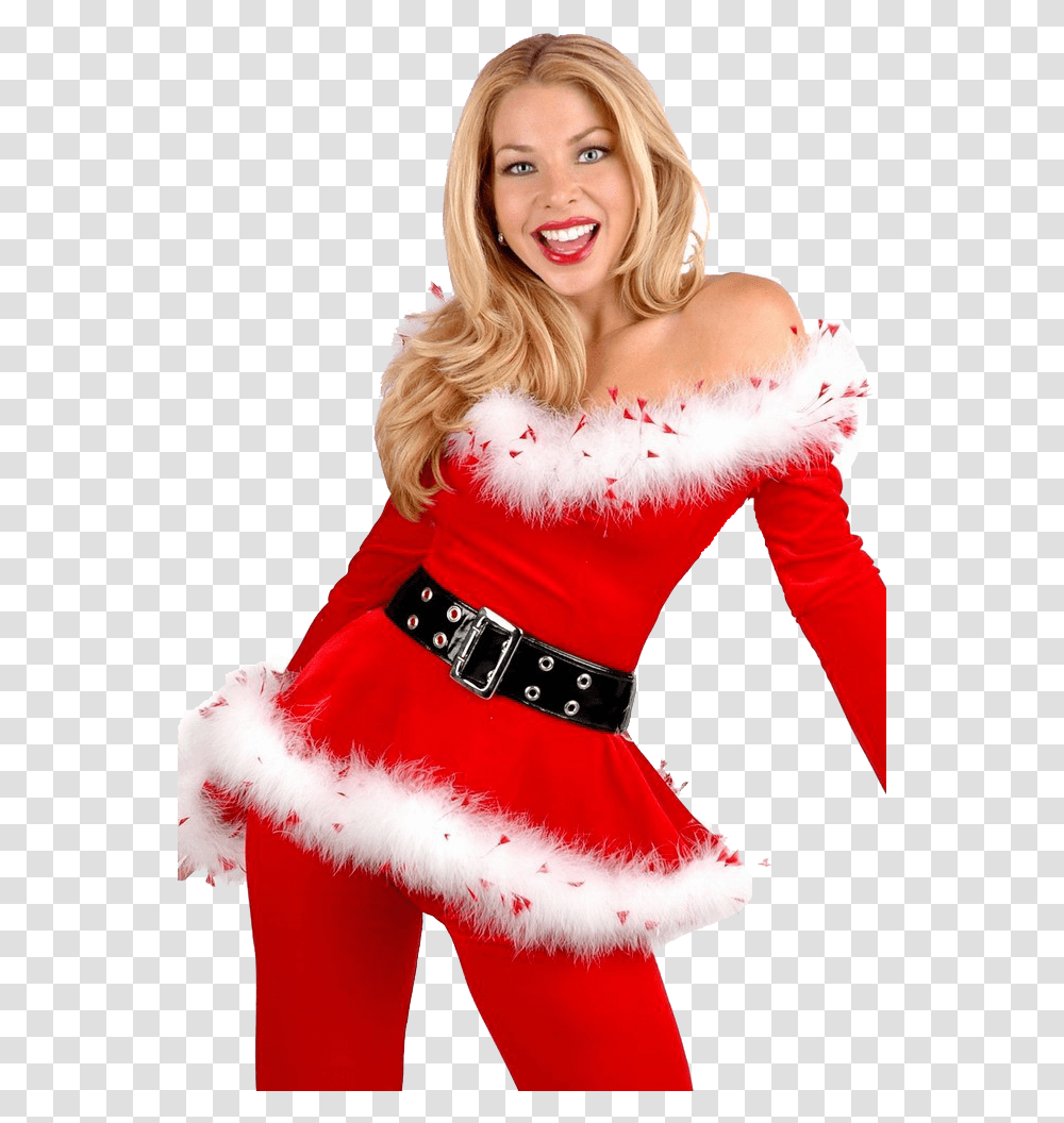 Christmas Dress Background Sexy Santa Top, Clothing, Female, Person, Costume Transparent Png