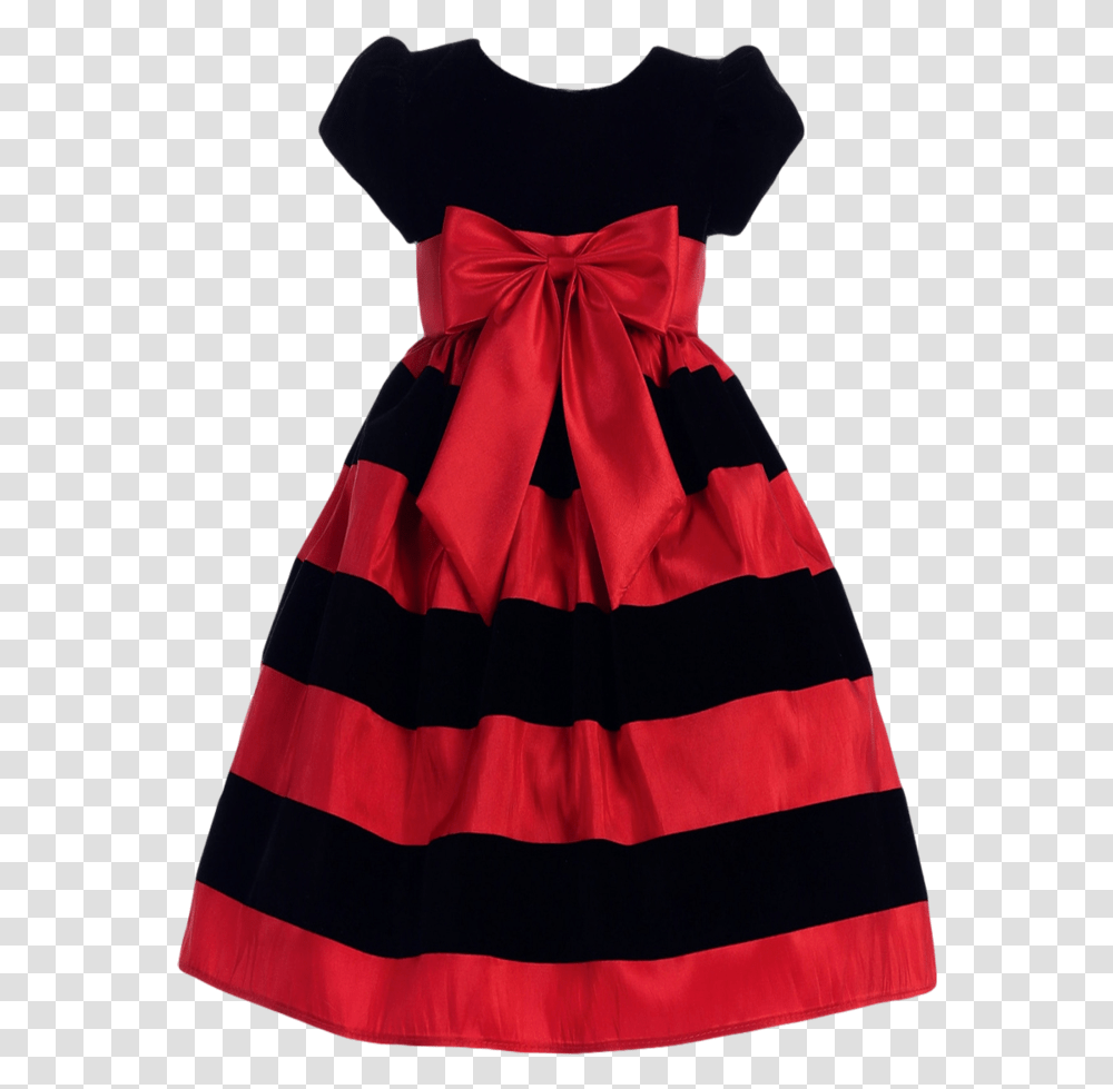 Christmas Dress Girls Black Dress With Red Bow, Apparel, Person, Human Transparent Png