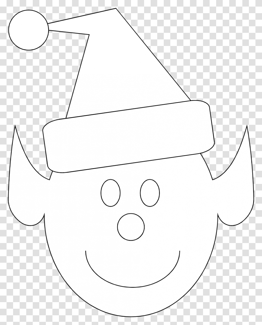Christmas Elf Clipart Black And White Banner Elf Outline Clip Art, Stencil, Apparel, Hat Transparent Png