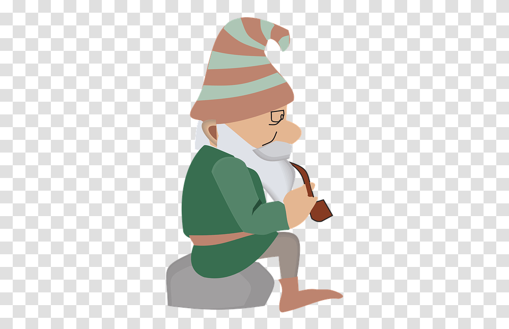 Christmas Elf Cute Hat Beard Sitting Smoking Elf Smoking, Apparel, Doctor, Surgeon Transparent Png
