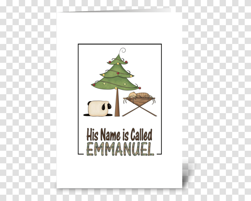 Christmas Emmanuel Baby Jesus In Manger Greeting Card Christmas Tree, Plant, Ornament, Fir, Abies Transparent Png