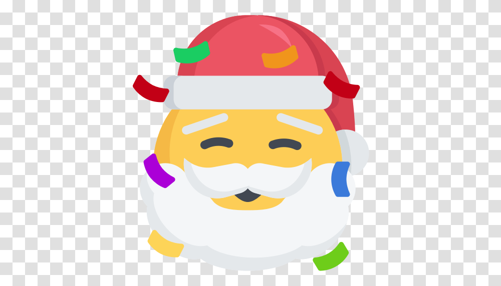 Christmas Emoji Excited Party Santa Christmas Party Emoji, Face, Graphics, Clothing, Apparel Transparent Png