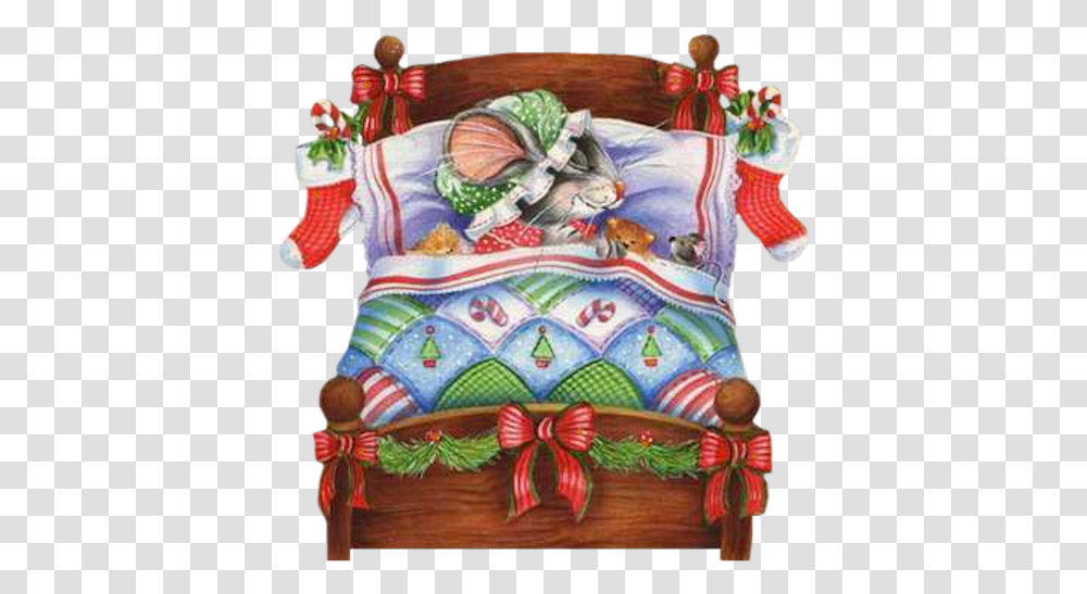 Christmas Father Clipart Bed In Pack 4575 Mouse Sleeping In Bed Clipart, Pillow, Cushion, Blouse, Clothing Transparent Png
