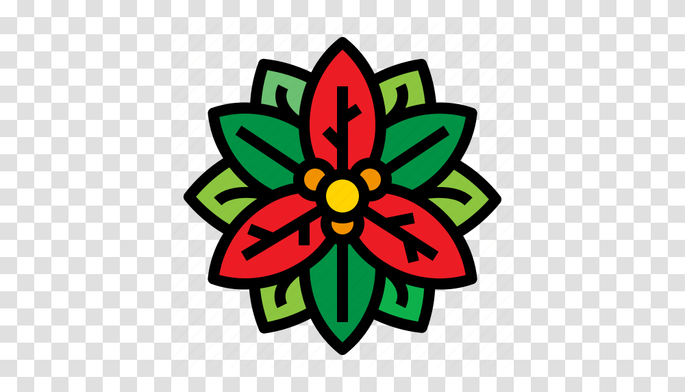 Christmas Flora Flower Poinsettia Icon, Floral Design, Pattern Transparent Png