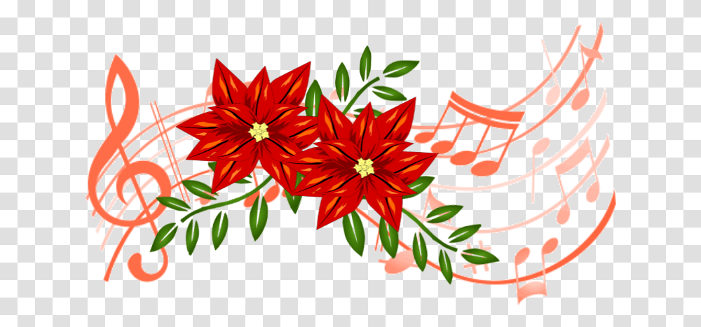 Christmas Flower And Music Offering Form Colorful Musical Notes Clear Background, Plant, Graphics, Art, Floral Design Transparent Png