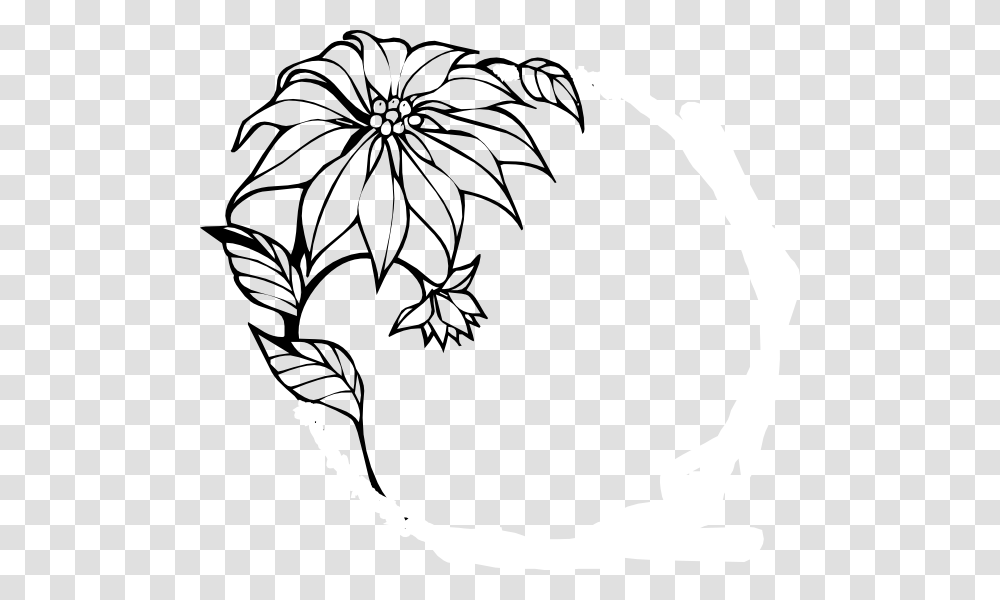 Christmas Flower Clip Art Black And White Sunflower Border Clipart, Stencil, Floral Design, Pattern Transparent Png