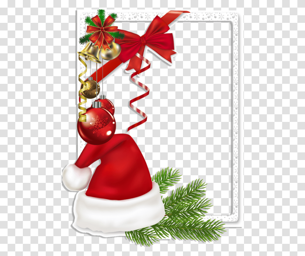 Christmas Frame With Santa, Tree, Plant Transparent Png