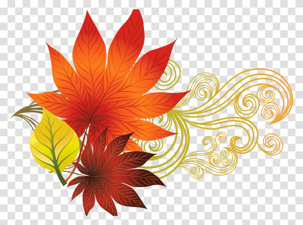 Christmas Garland Border Fall Leaves Music Fall Leaves Music Notes, Leaf, Plant, Graphics, Art Transparent Png