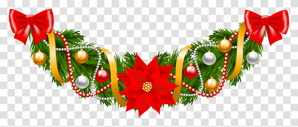 Christmas Garland Clipart Free, Pattern, Ornament, Floral Design Transparent Png