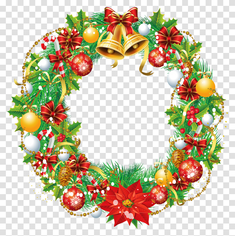 Christmas Garland Hd Background Christmas Wreath Cartoon,  Transparent Png