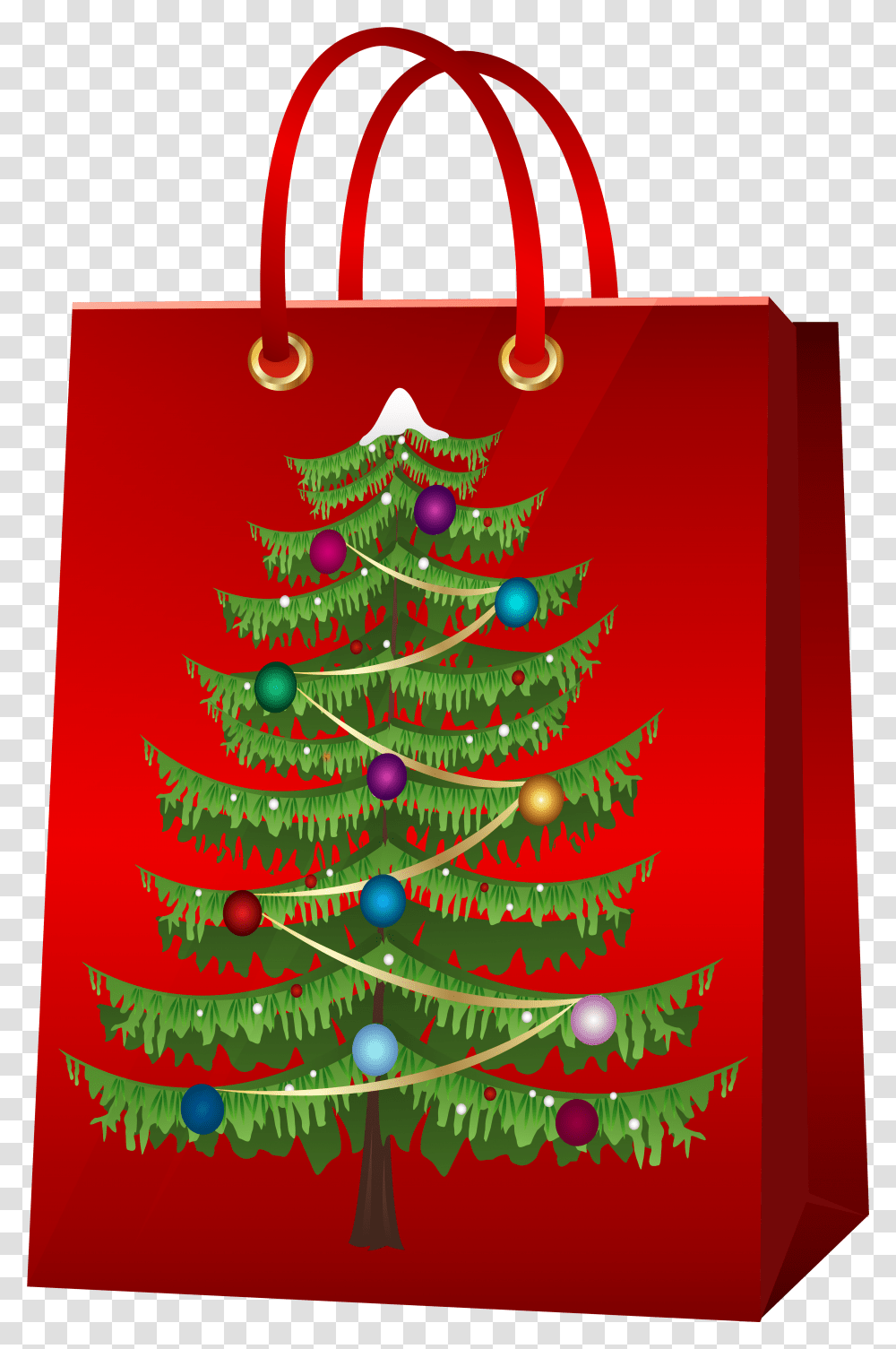 Christmas Gift Bag With Christmas Tree Clip Art Christmas Gift Bags Clip Art, Plant, Shopping Bag, Ornament, Birthday Cake Transparent Png