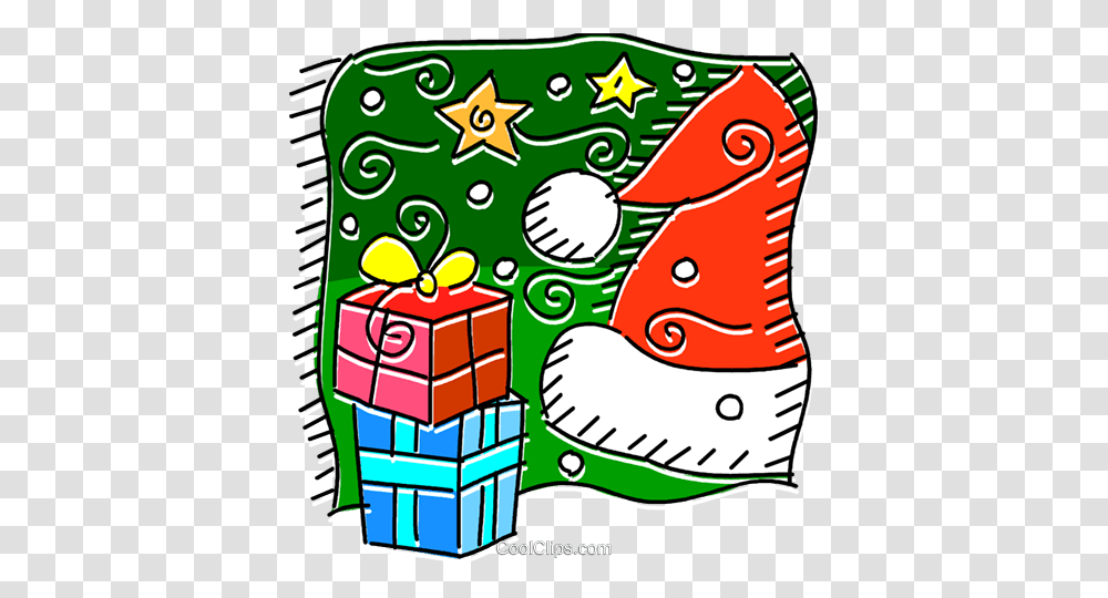 Christmas Gifts And Santas Hat Royalty Free Vector Clip Art, Tree, Plant, Label Transparent Png